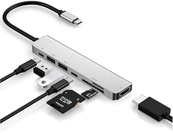 Usb C Hub-dongle, 6 I 1 Usb C Til Hdmi Multiport Adapter Sd Kortlæser A