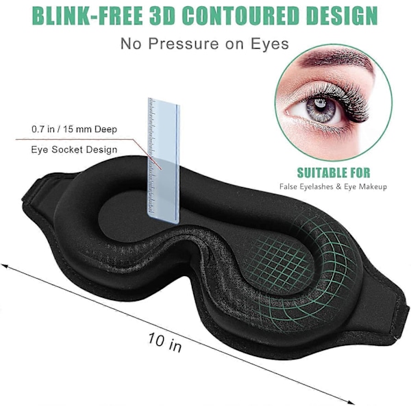 Sovmask 1-pack 3D-konturerad med justerbart band
