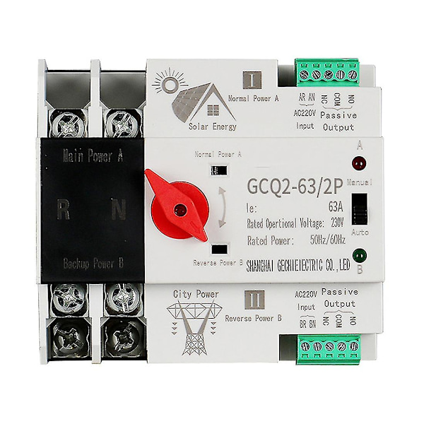 Fotovoltaisk Solcellepanel Ats Automatisk Overføringsbryter Din Skinne 2p 63a Ac220v Ats Pv System Strøm T