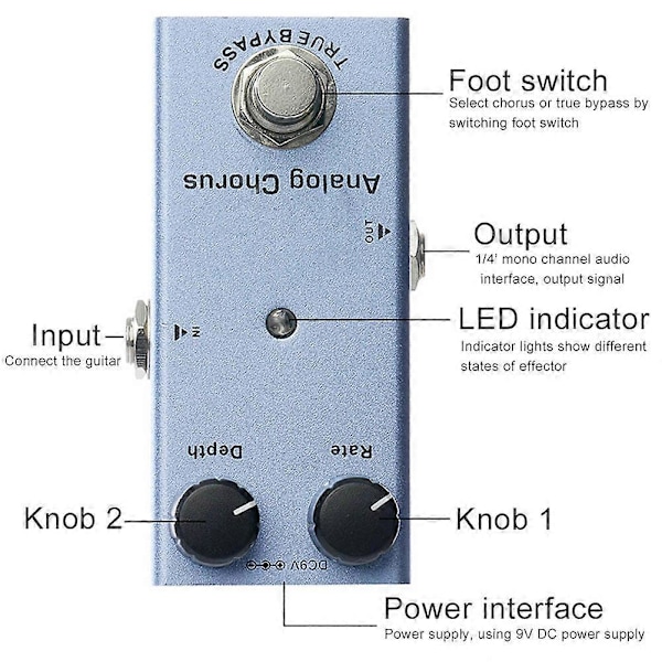 Elektrisk Guitar Effekt Pedal Analog Chorus Mini Single True Bypass Aluminium Legering DC 9V JDF07