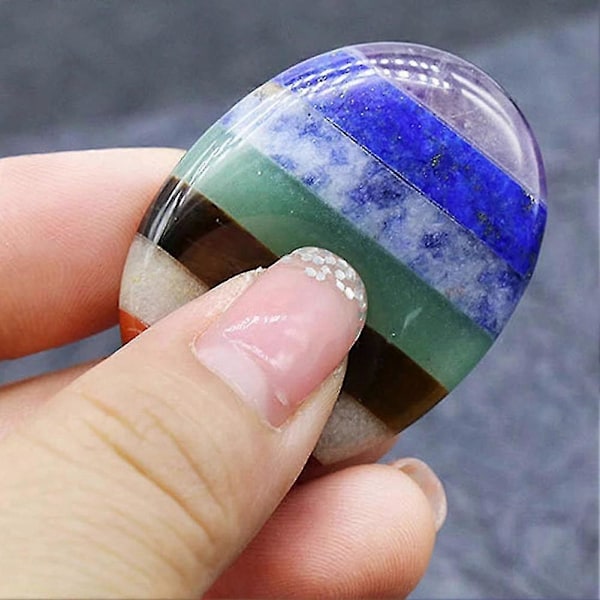 7 Chakra Tumsten för Ångestlindring, Stressreducering, Meditation, Kristallterapi, Ädelstensläkning Cr-haoyi