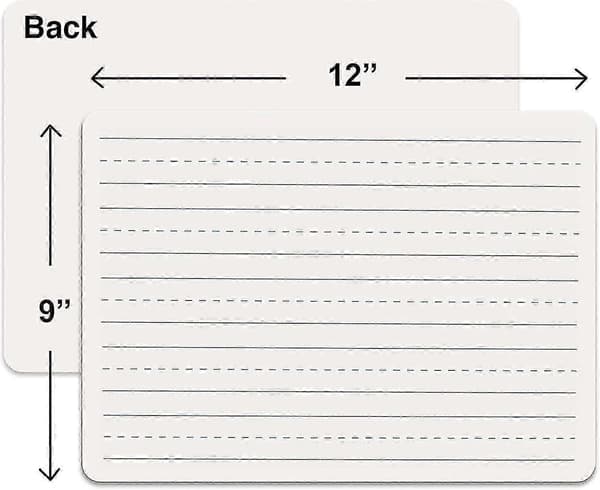 2-pak tavler med linjer til whiteboard, 9 x 12 tommer, dobbeltsidet mini-whiteboard