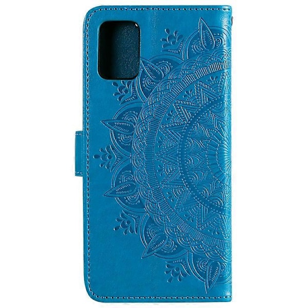 Painettu Mandala Kukka PU Nahkakotelo Käännettävä Jalusta Lompakko Puhelinkotelo Hihnalla Yhteensopiva Samsung Galaxy A51 4G:lle Blue