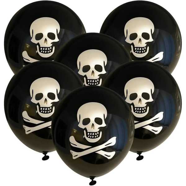 Piratfestdekorationsballonger, skalle och korsben, halloweenballonger, födelsedagsballonger, piratfestballonger