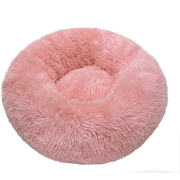 Pyöreä pehmokoppi koirille ja kissoille, kissanhiekka, syksy- ja talvilemmikkisänky, koiranmatto, kissanmatto, lemmikkimatto, ulkohalkaisija 60,2 cm (vaaleanpunainen)
