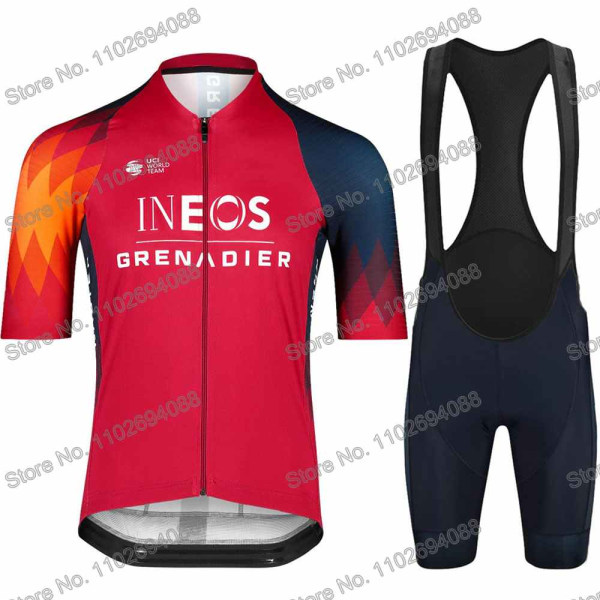 Ineos Grenadier 2023 Set Kesä Lyhythihainen Pyöräilyvaatteet Miesten Maantiepyöräpaita Puku MTB Polkupyörän ruokalappu shortsit 3 XXL