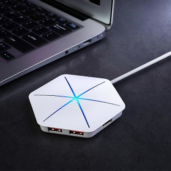 Usb Hub Vertikal Datahubb Med Lång Kabel - 6 Portar Usb Förlängningskabel Extra Usb Portar-vit (färgglatt Skimmer Utan Otg Funktion)