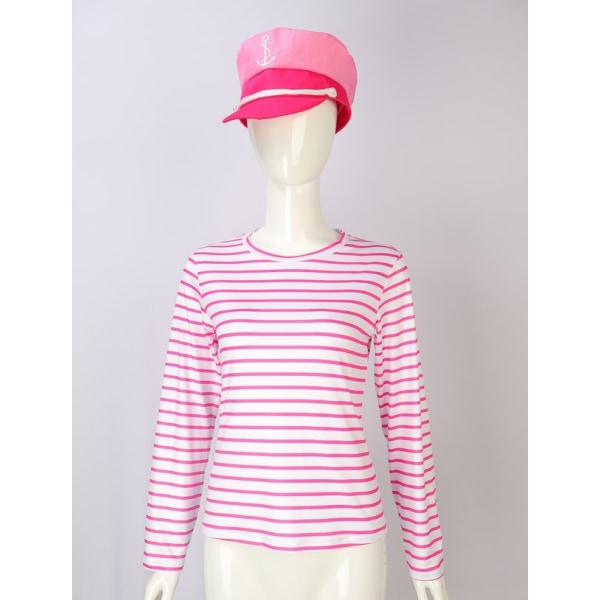 Barbie-cosplay-asu live-action-elokuva ken Barbie Barbie tosielämän cosplay-asu Long sleeve pink stripes + hat 150cm