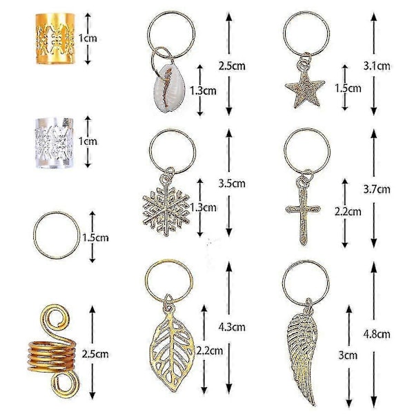 140 Stykker Dreadlocks Perler Metallmansjetter Og Gylne Blader Stjerneanheng Ringer Skjellringer Hårklemme For Hårdekorasjon Fletting