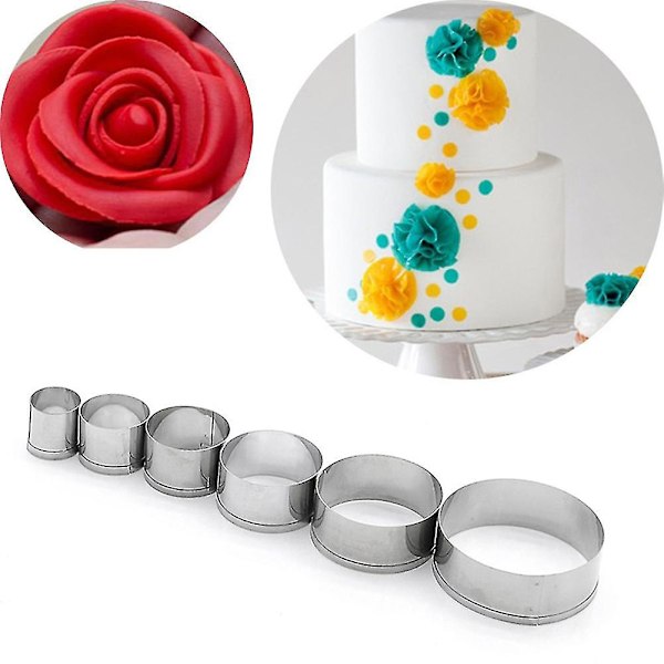 6 st/set Rund Form Fondant Bakform Kex Kakdekorativ Skärare Q