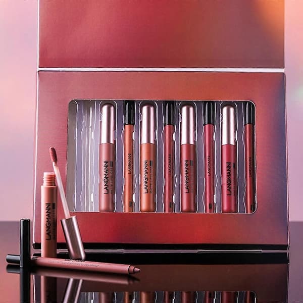 12 stk vanntett lipliner matt leppestift for kvinner langvarig non-stick kopp