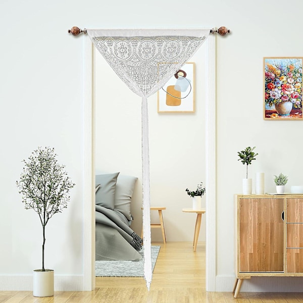 2 st Macrame Spetsdörrgardiner för dörröppningar, rumsavdelare dörröppning Hippie fönsterpanel rumsavdelare vägg garderob gardiner för sovrum garderobsdörr