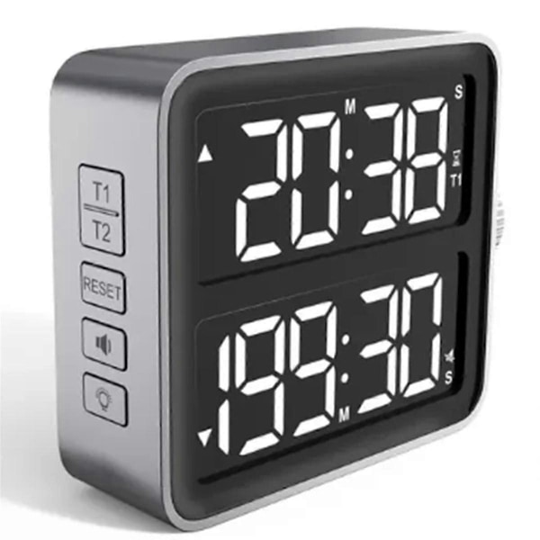 LED Digital Timer Dobbelte Kanaler Nedtællingsur Stopur Køkken Madlavningstimer Elektronisk Magnetisk Tæller - God kvalitet