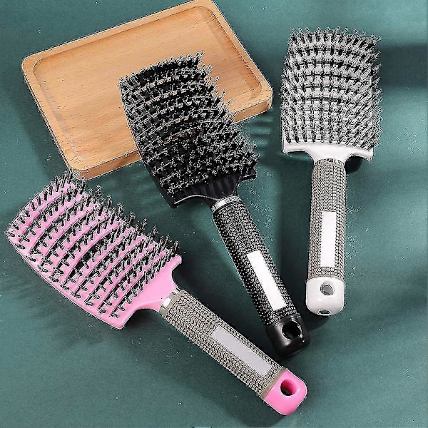3 st Tangle Comb utan innehåll, Vildsvinsborst, Böjd kam, Tangle Hårstylingborste, För styling av hårborstsetet