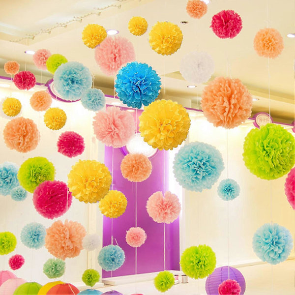 15 stk./sett Papirblomsterball Dekor Lett å Henge Gjenbrukbare Papirblomsterballer for Bryllup Bursdager og Dusjer