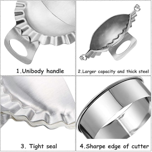 3 Delar Degpress Dumpling Maker Med 3 Delar Degskärare I 9,5 Cm/ 8,5 Cm/ 8 Cm Degskärare Paj Ravioli Empanadas