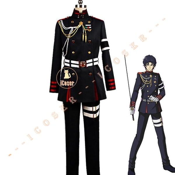 Anime Seraph Of The End Ichinose Guren Cosplay Kostym Peruk Svart Demon Army Uniform Guren Squad Outfit Halloween Män Set Pojkar Female XL