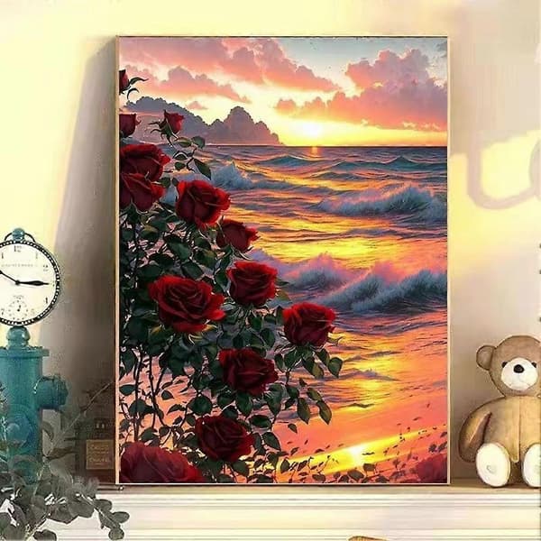 DIY Digital Oljemålning Efter Nummer Landskapsmålning Canvas Med Ram Barnleksak A