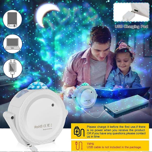 LED Sky Projektor Lys Galaxy Belysning Nebula Stjerne Natlampe Sort
