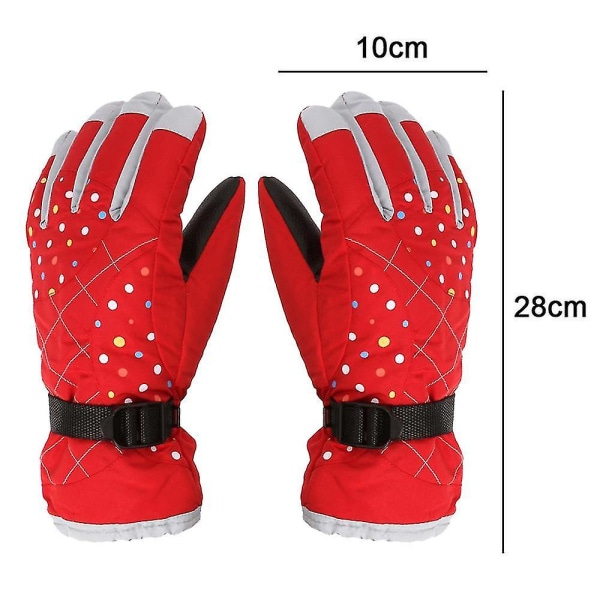 Nya skidhandskar för damer plus fleece tjocka vintervarma handskar utomhussporter Red