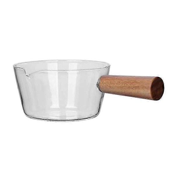 600 ml Glasgryta med Trähandtag Matlagning Uppvärmning Mjölk Soppa Gröt Gryta Hushåll Öppen Eld Kitch-Good
