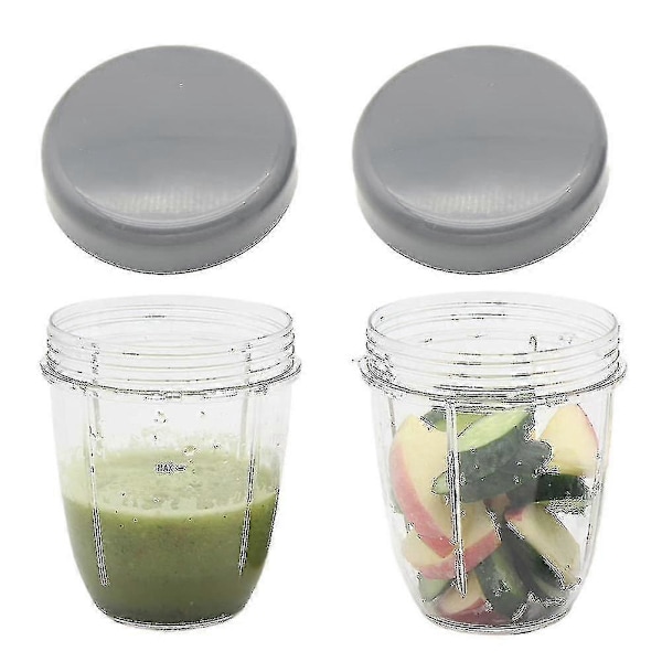 Blenderkopper og flade låg, reservedele til Nutribullet, 2 stk.