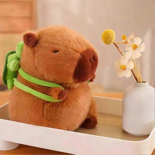 Kapybara-pehmolelu kilpikonnarepulla - Pehmeä anime-kapybara-pehmonukke syntymäpäivälahjaksi 33 cm