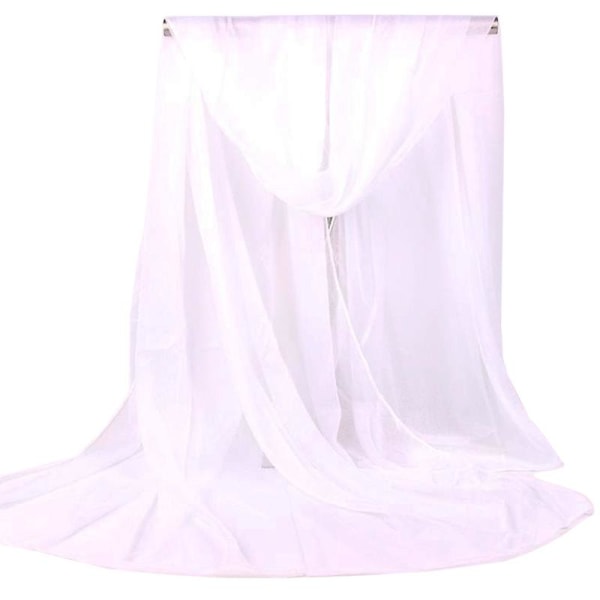 Kvinnor lång chiffong halsduk mjuk sjal hals wrap silke halsdukar solid stole White