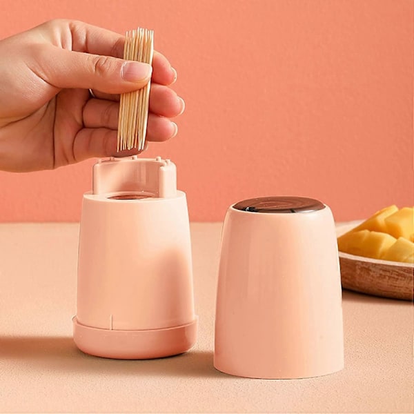 Pop-up Tandpetarbox, Tandpetarhållare i Plast, Tandpetardispenser, Tandpetarförvaringslåda, Nordisk INS-stil, Unik Heminredningsdekoration, Rosa
