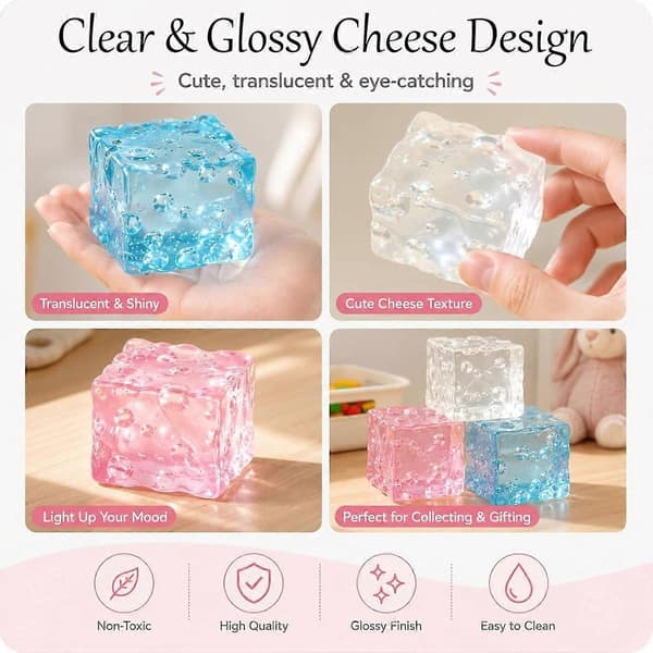 Langsomt stigende fidget-legetøj, simuleret ost blød elastisk klemme-tekstur, multi-størrelse multi-farve angstlindrende sensorisk håndspilspynt 1pcs(blue)
