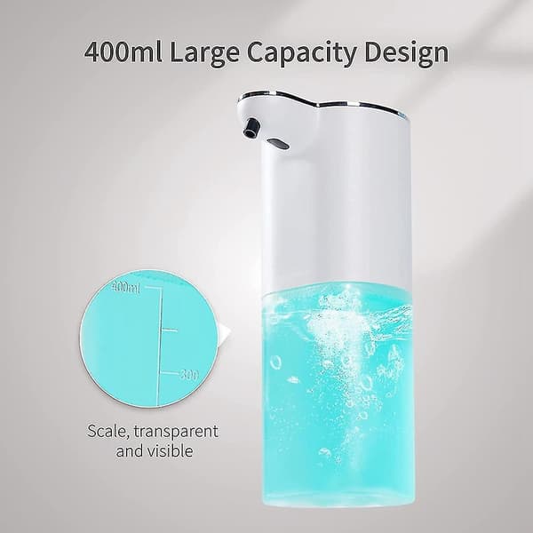 Sæbedispenser, 400 ml genopladelig automatisk sæbedispenser med 4 justerbare niveauer, sæbedispenser