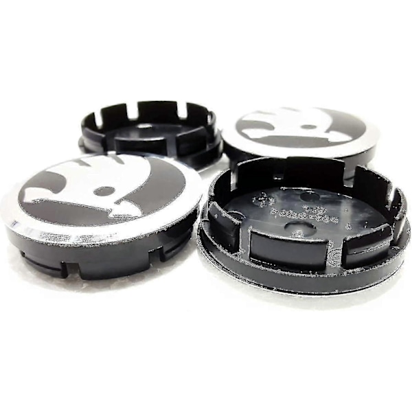 Set med 4 Svarta Navkapslar För Skoda 56 mm För Fabia, Octavia, Superb, Yeti