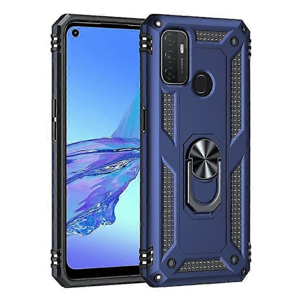 Kompatibelt Skal för Oppo A53 / A53s / A32 4G Mobilskal PC + TPU Hybrid med Ringstativ Blue