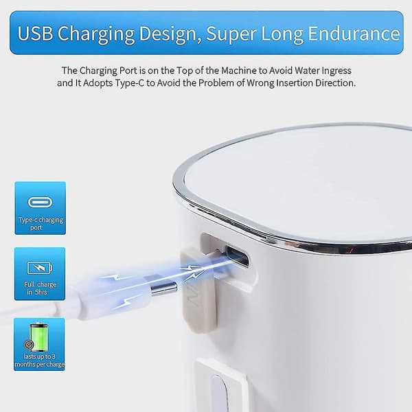 Sæbedispenser, 400 ml genopladelig automatisk sæbedispenser med 4 justerbare niveauer, sæbedispenser