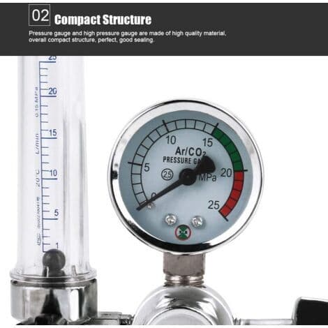 1 - Flowmeter - Trykregulator - Til argongas - Flowstabilisering og præcis visning - Svejsning og industri.