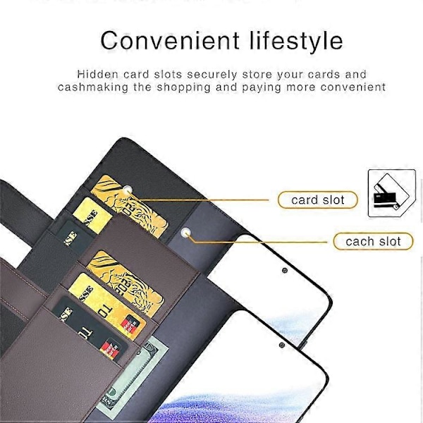 Kompatibel med Samsung Galaxy A53 5G Wallet Case Split Læder Ægte Læder Folio Flip Stand Stødsikkert Cover Black