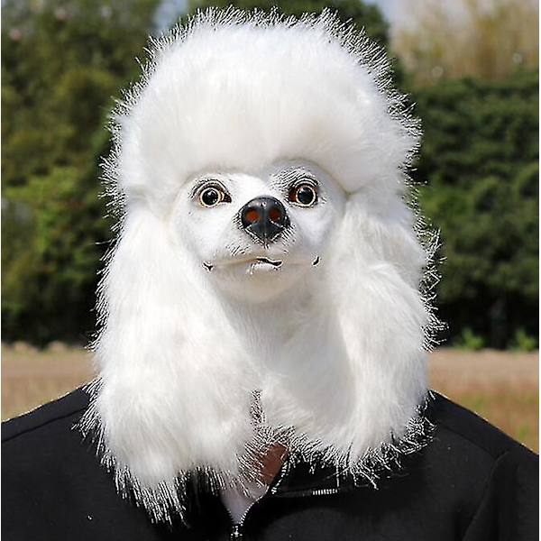 Jul vit pudel Hundhuvud Festmask Latex Animal Cosplay Fancy Mask Vuxen rolig kostym rekvisita hög kvalitet