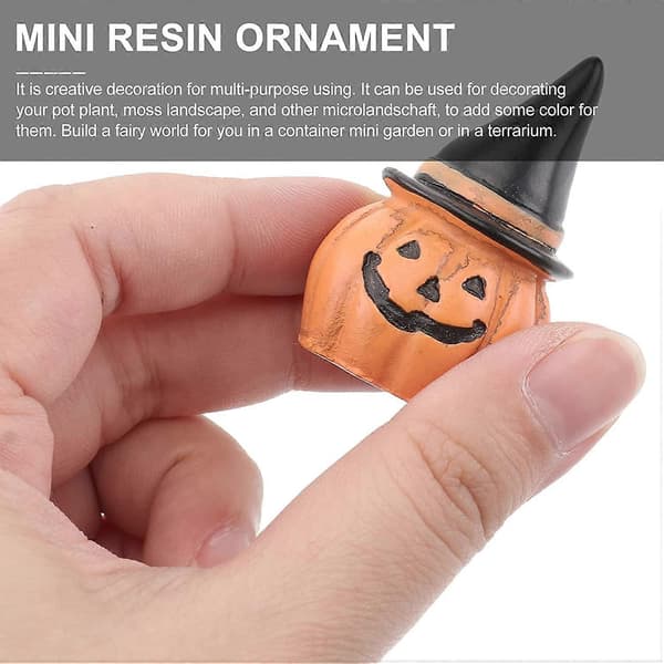 Halloween Fe Have Mini Græskar Statue Ornament Ornament Dukkehus Tilbehør