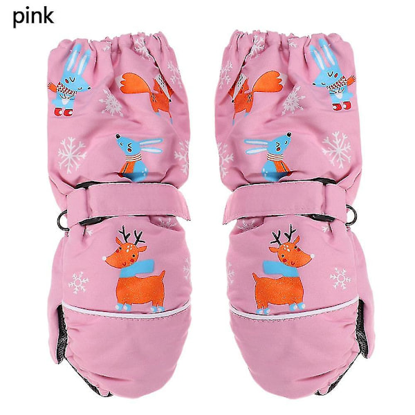 1pari Sarjakuva Lasten Hiihtohanskat Pitkähihaiset Rukkaset Talvi Tuulenpitävä Vedenpitävä Paksu Lämmin Liukumaton Peura Kani 2-6 V. Pink