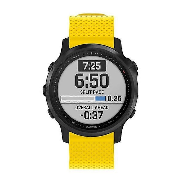 Stilfuld silikone sportsurrem udskiftning med sølvspænde, kompatibel med Garmin Fenix 7S/6S/6S Pro/5S/5S Plus/Instinc Yellow