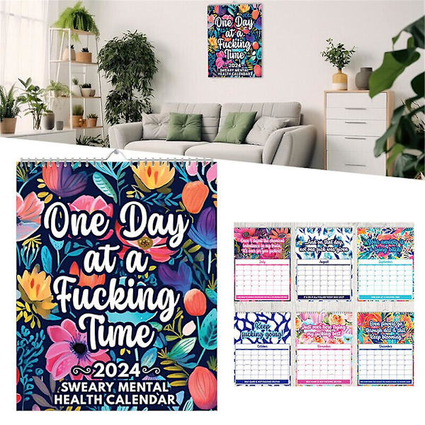 2024 Sweary Calendar Rolig Mental Health Hängande kalendrar med Sweary affirmationer Månadsplanerare Hem Väggdekoration