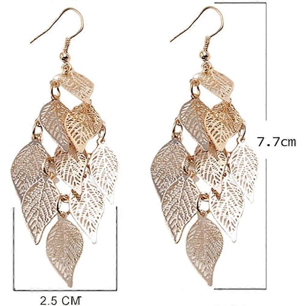 Heyone Boho Lett Lysekrone Lag Øredobber Lange Hule Filigran Hengende Ovale Blader Dråpe Pierced Øredobber for Kvinner