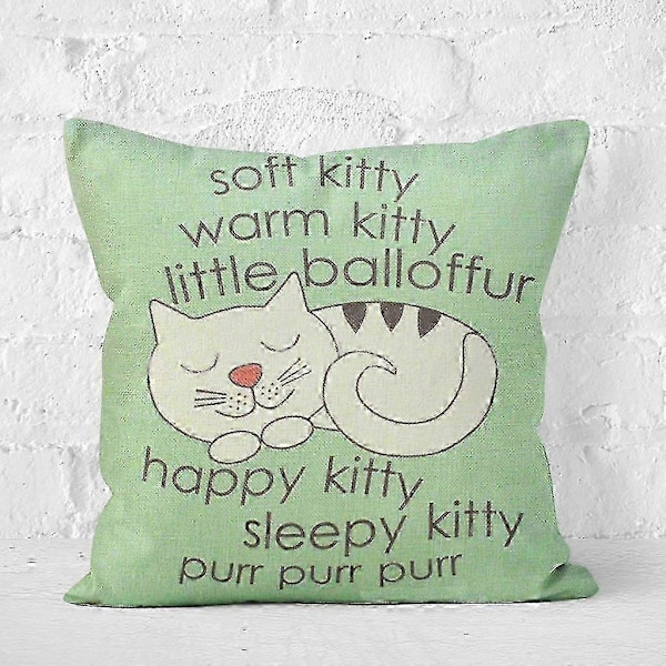 Putetrekk Happy Sleepy Kitty Print Putetrekkputer Sofa Dekorativ Gave 45x45cm