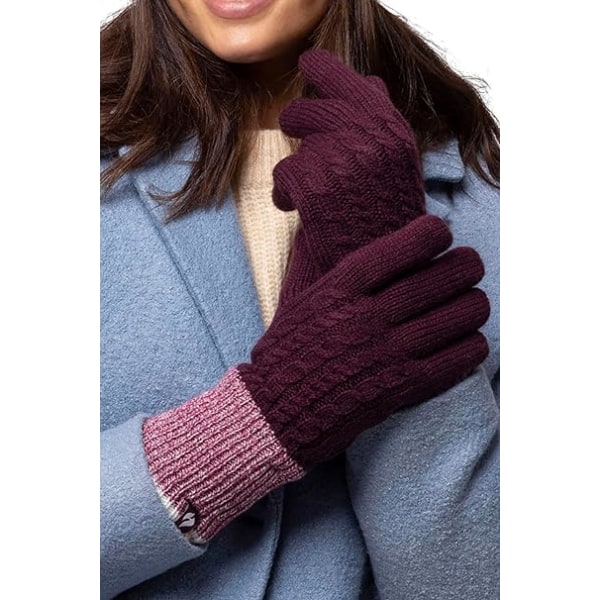 Söta randiga Fairisle thermal fleecefodrade thermal för kvinnor Mulberry (Kisdon) S-M