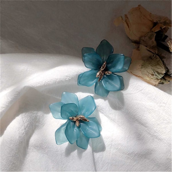 Heyone Mote Bohemske Akryl Store Blomster Øredobber Matte Blomster Dingle Øredobber med Gull Blomsterknopp for Kvinner Jenter Mamma Kjæreste og Venner