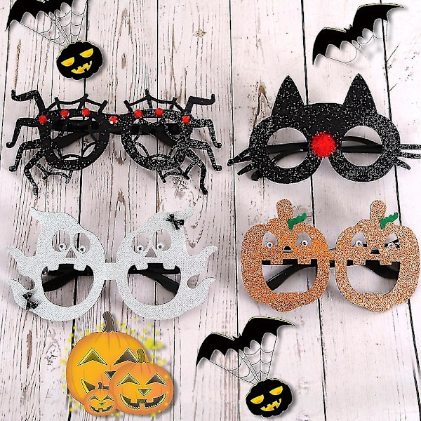 Halloween-lasikehykset, 4 kpl, Halloween-juhlatarvikkeet ja juhlapalvelukset, lajitelma bd
