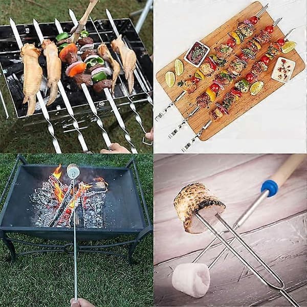 Sett med 8 grillspyd, rustfritt stål, flerfarget