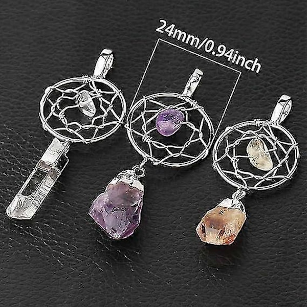 Kristallhalsband för kvinnor - Handlindat drömfångarhalsband med naturlig råsten, oregelbundet halvädelstenshalsband