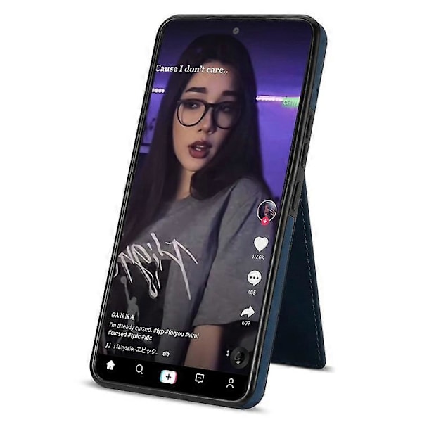 N.BEKUS Yhteensopiva Samsung Galaxy A53 5G Pudotussuojattu Puhelinkotelo Jalusta RFID Pystykorttipidike PU Nahka+TPU Suoja Blue
