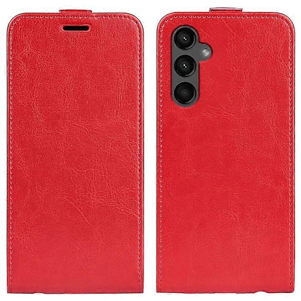 Yhteensopiva Samsung Galaxy A15 4G Korttipidike Puhelinkotelo Crazy Horse -kuvioinen Nahkakuori Red
